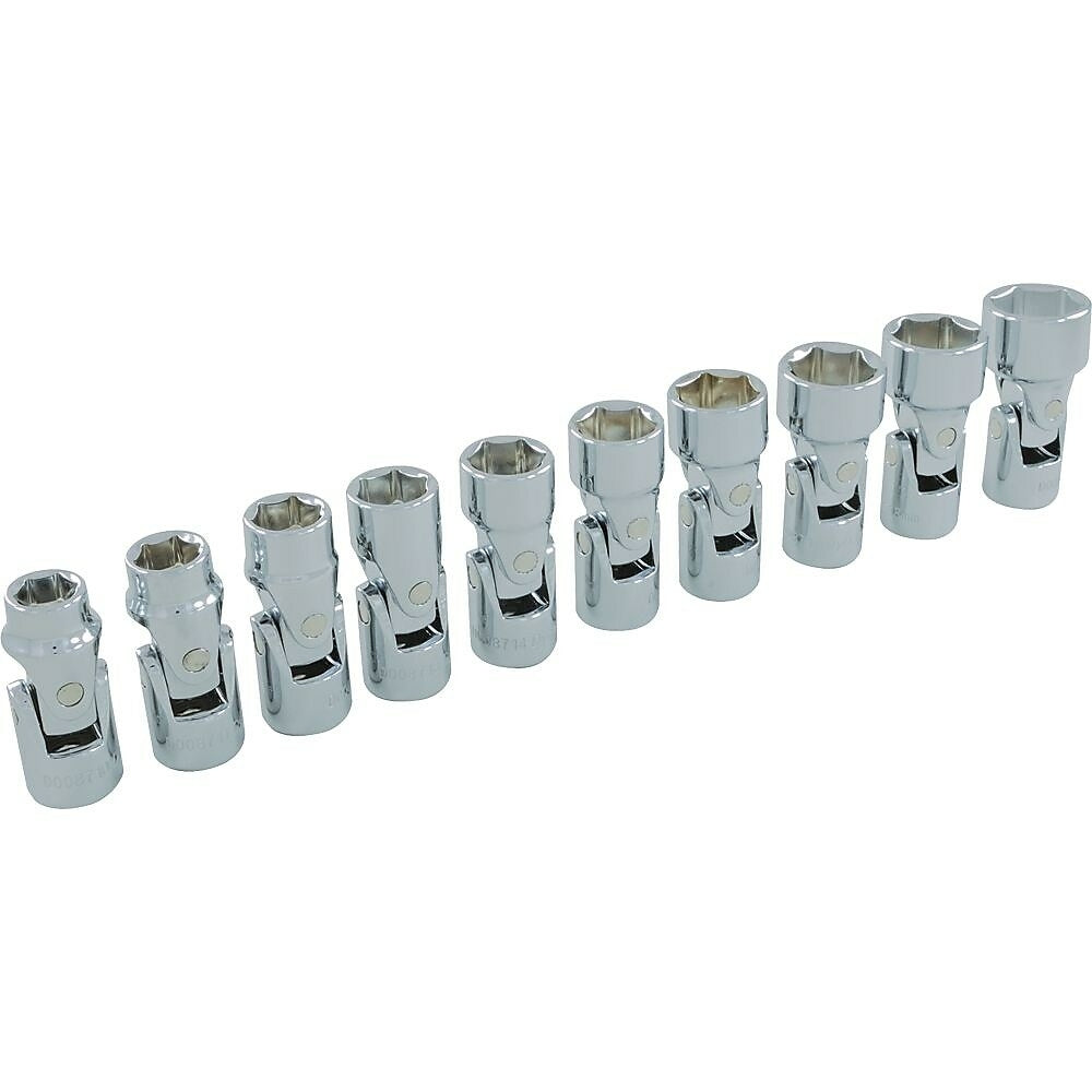 Image of Dynamic Tools 3/8" Drive 10 Piece 6 Point Metric, Universal Joint Socket Set, 10mm - 19mm