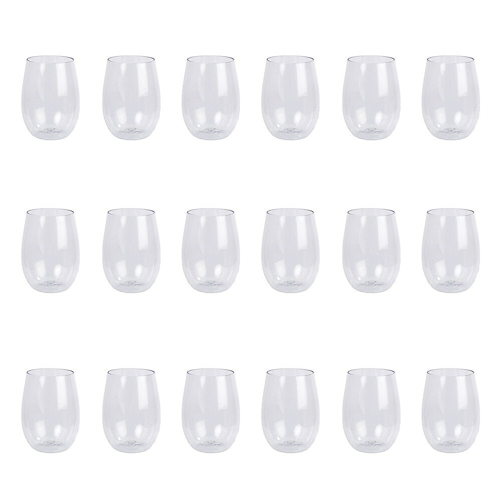 Image of PURE Drinkware Shatterproof Plastic Stemless Wine Glass, 2.75 x 4 inches, 18 Pieces
