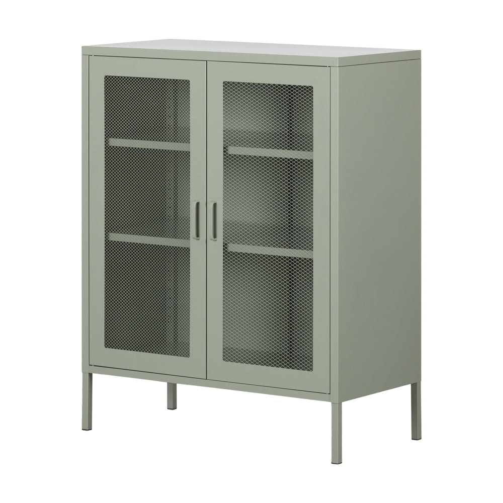 Image of South Shore Eddison Metal Mesh 2-Door Storage Cabinet - Sage Green