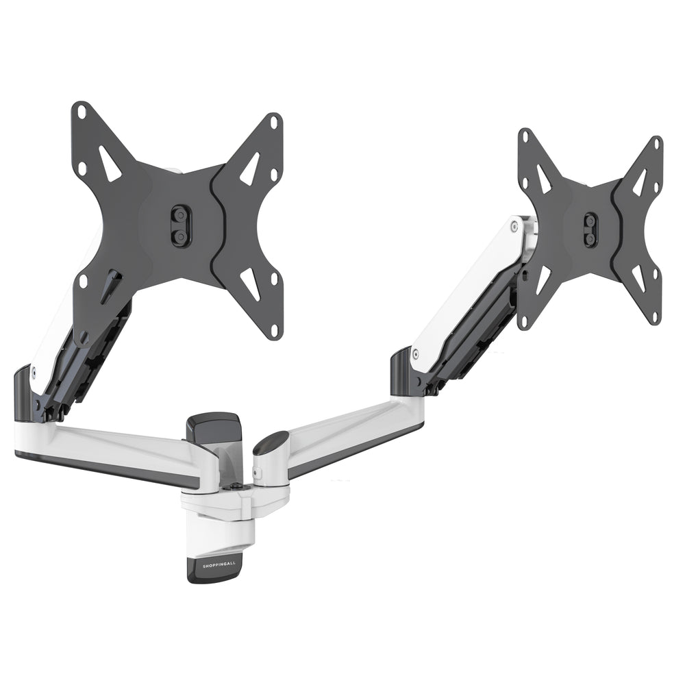 Image of ShoppingAll Pneumatic Dual Gas Spring Dual Monitor Wall Mount - White