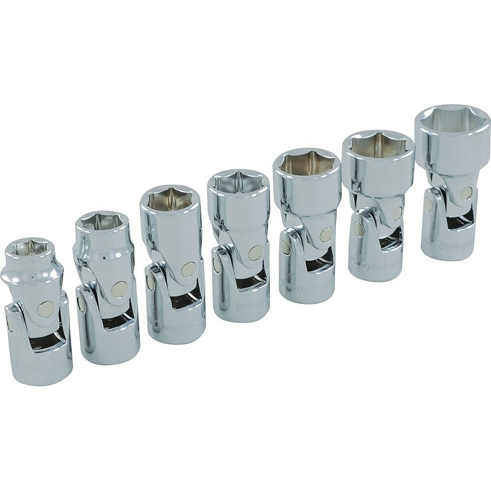 Image of Dynamic Tools 3/8" Drive 7 Piece 6 Point SAE, Universal Joint Socket Set, 3/8" - 3/4"