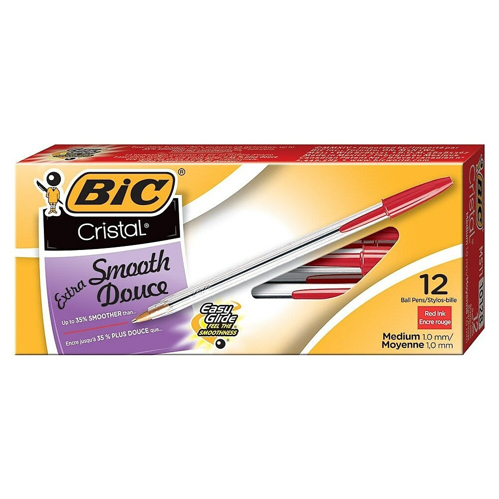 Image of BIC Cristal Ballpoint Stick Pens, 1.0mm, Red, 12 Pack