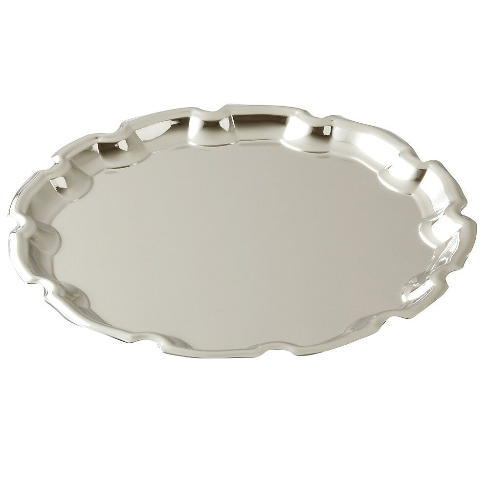 Image of Elegance Round Chippendale Tray, Nickel-Plated, 10" (82112)