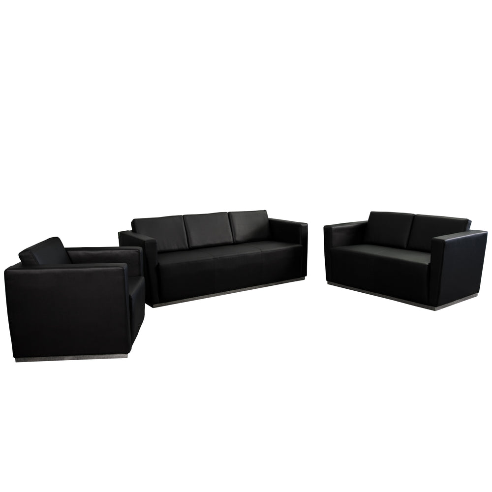 Image of Flash Furniture Hercules Trinity Steel Sofa, Black (ZBTRINITY8094SOFABKGG)