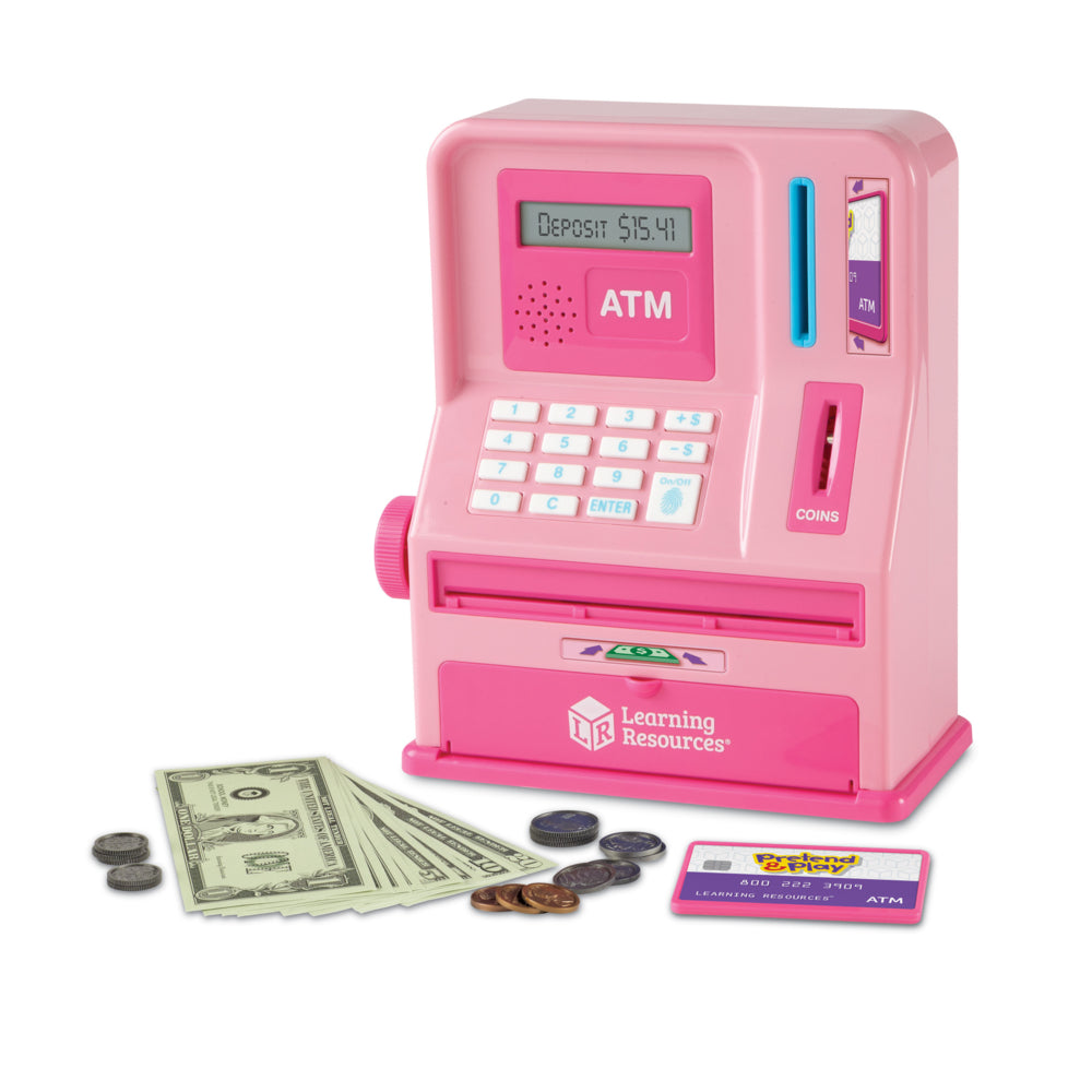 Image of Learning Resources Pretend and Play Teaching ATM Bank - Pink