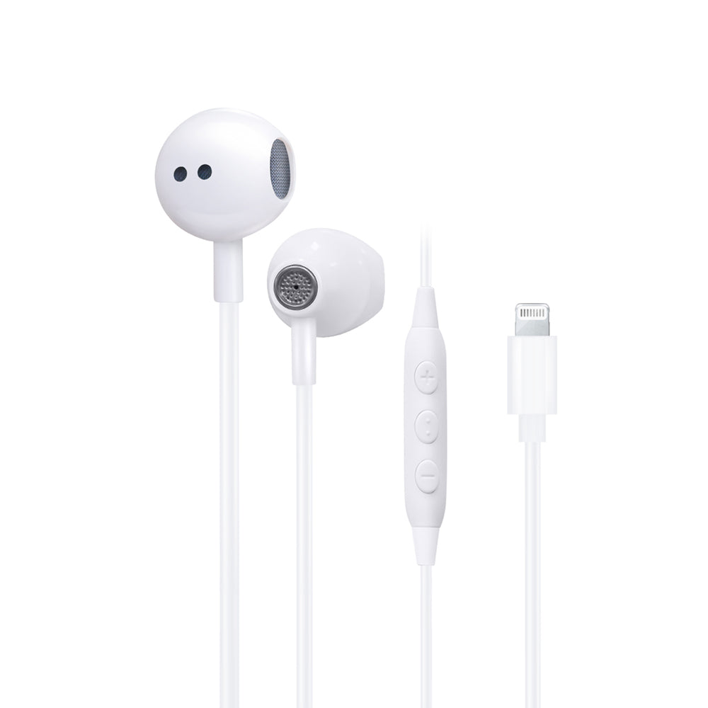 Image of Axessorize Wired In-Ear Headphones with Microphone Earbuds With Lightning Connector, White