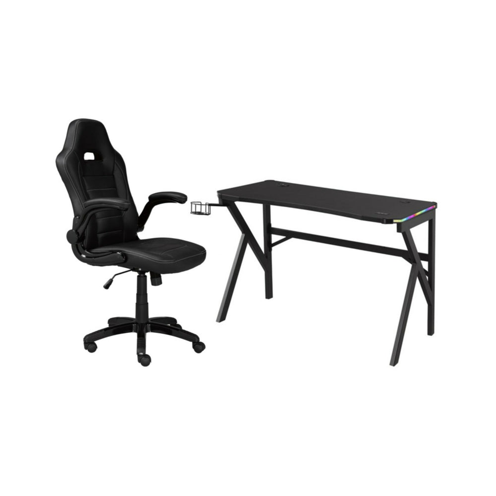 Image of Brassex Elena Gaming Chair & Desk Set - Black