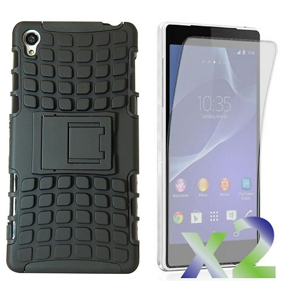 Image of Exian Armored Case with Stand for Sony Xperia Z2 - Black