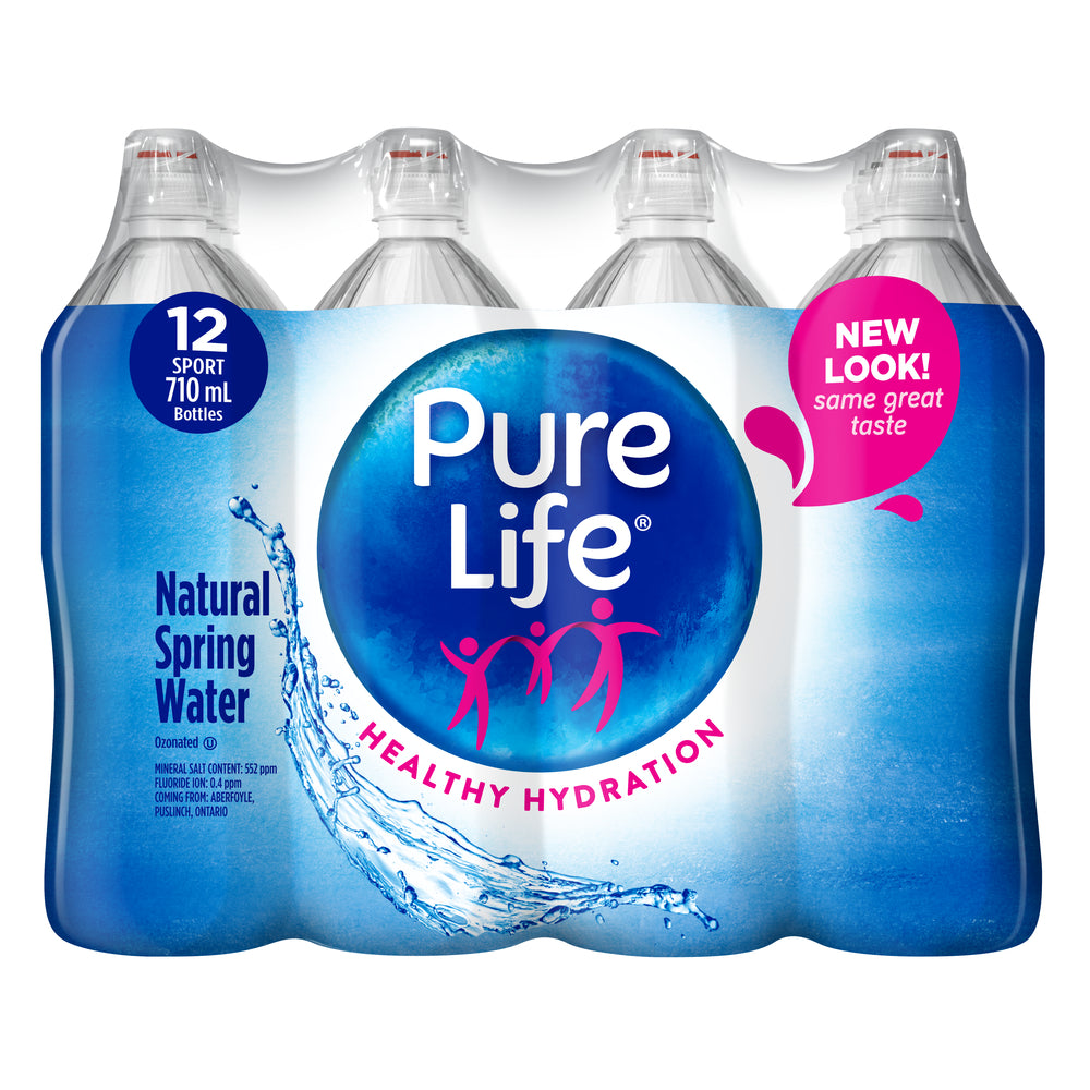 Image of Pure Life Natural Flat Spring Water with Sport Cap - 710ml - 12 Pack