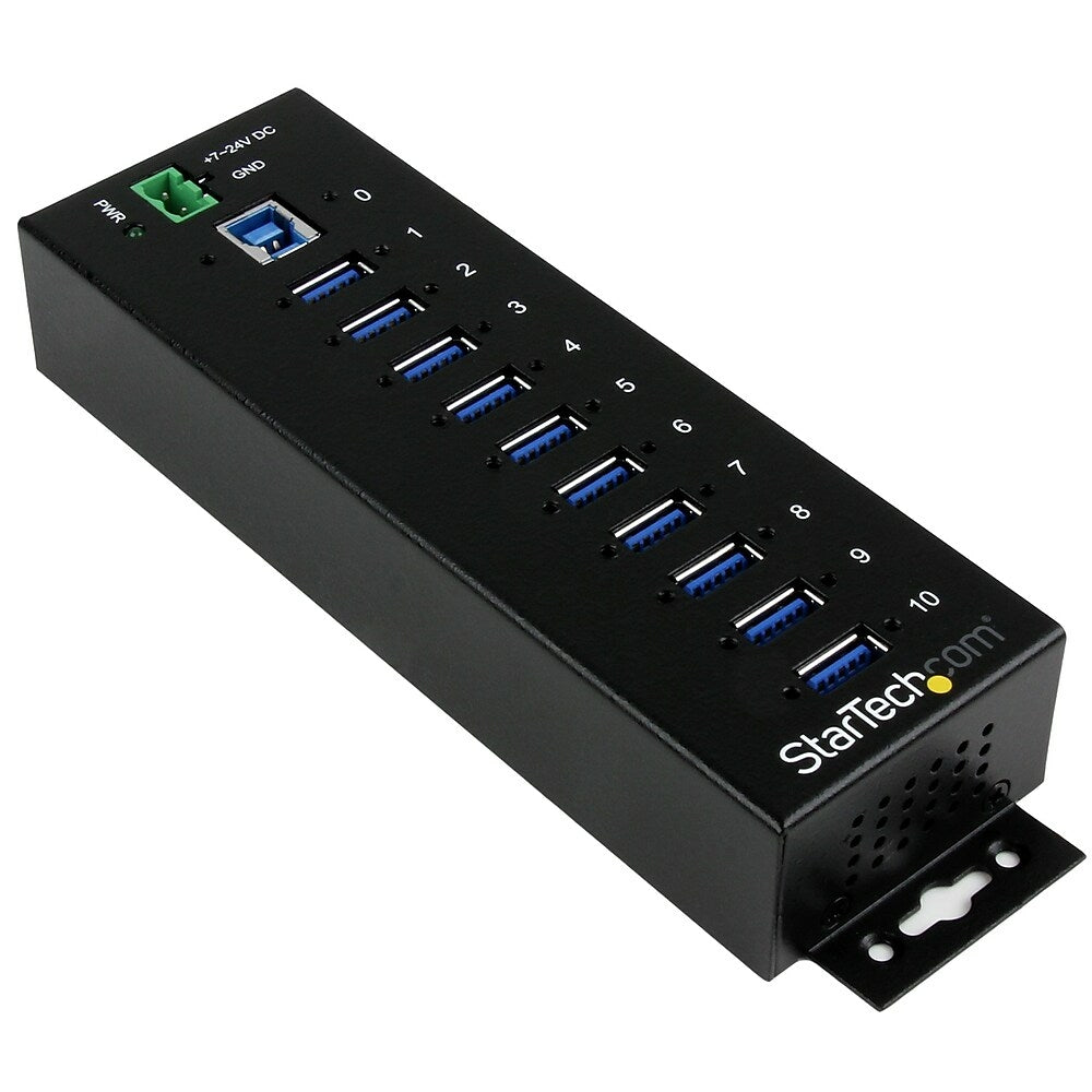 Image of StarTech 10-Port Industrial USB 3.0 Hub, ESD and Surge Protection