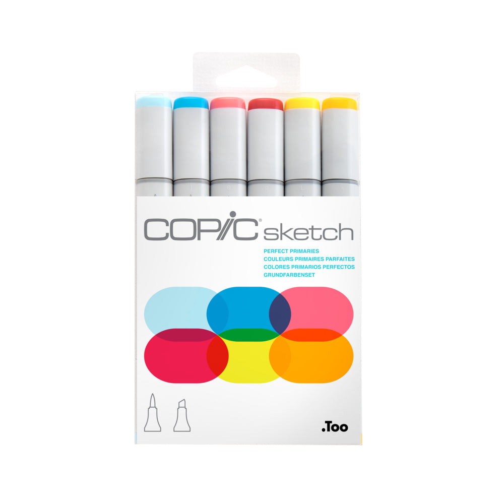 Image of Copic Sketch Dual Tipped Ink Markers - Perfect Primaries - Set of 6, Assorted