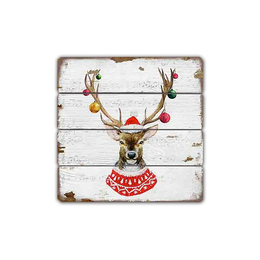Image of Sign-A-Tology Ornaments Vintage Reindeer Wooden Sign - 16" x 16"