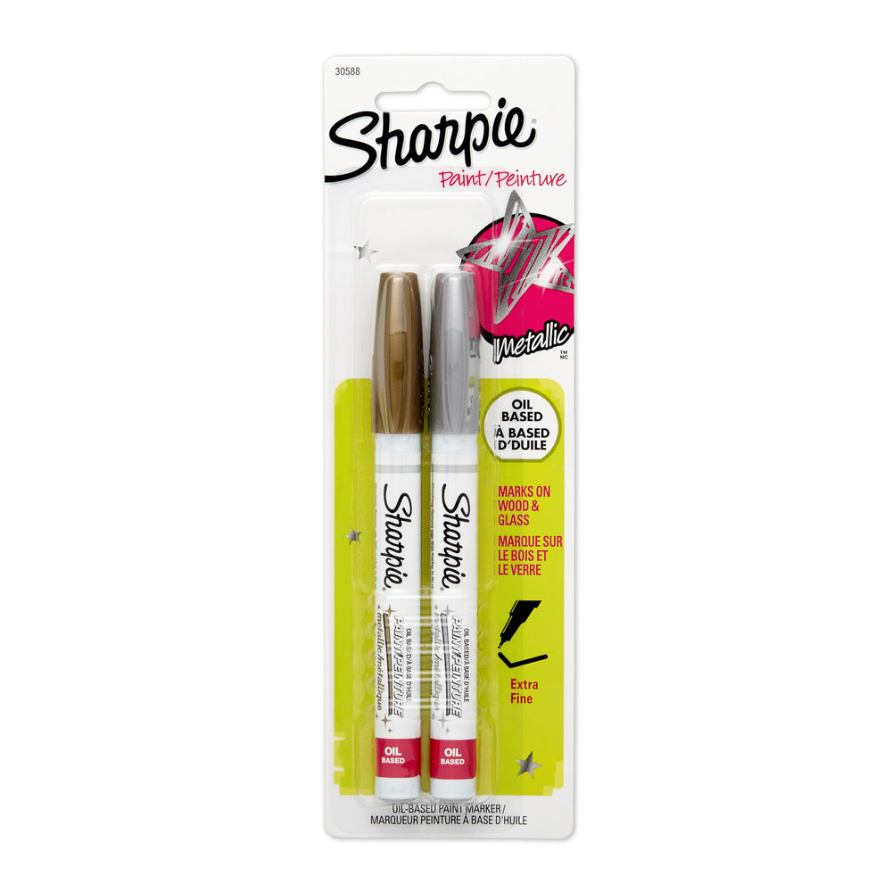 Image of Sharpie Oil-Based Paint Marker, Extra Fine Tip, Gold and Silver, 2 Pack