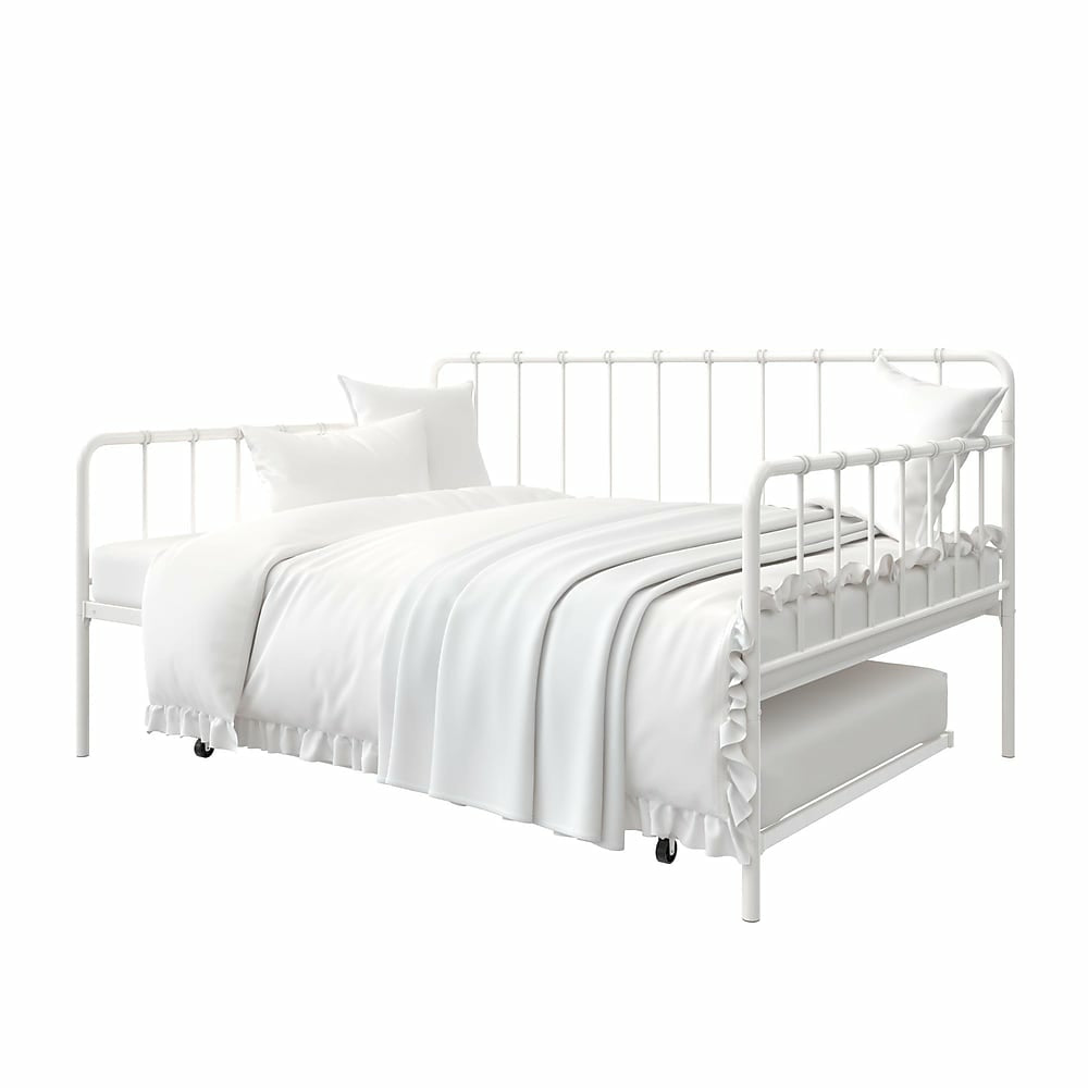Image of DHP LikeHome Aaron Metal Full Daybed and Twin Trundle Set - White
