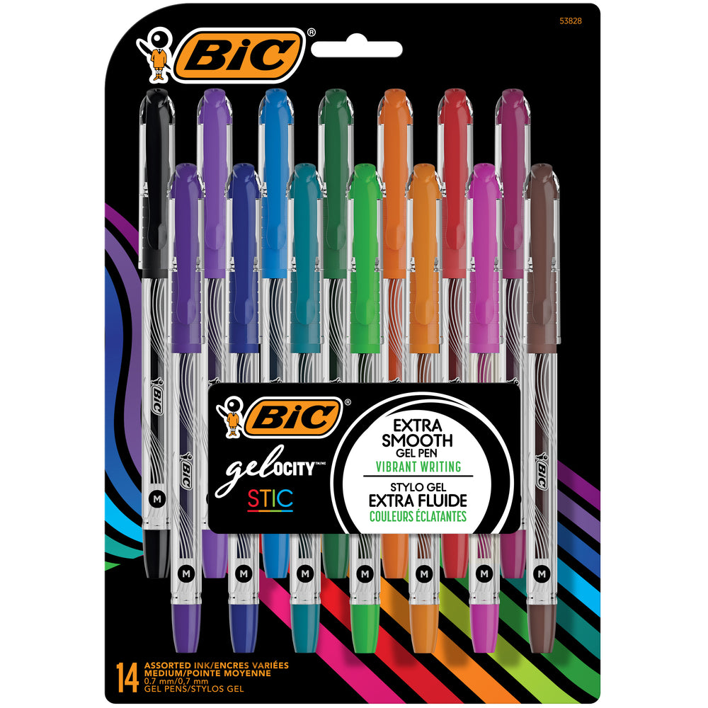 Image of BIC Gel-ocity Stic Gel Pens - 0.7mm - Assorted Colours - 14 Pack