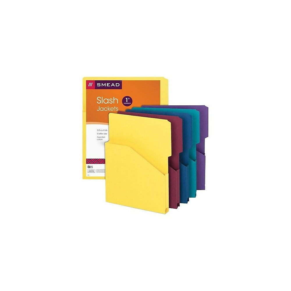 Image of Smead 11-Point Slash-Style File Jackets, Assorted Colours, 5 Pack
