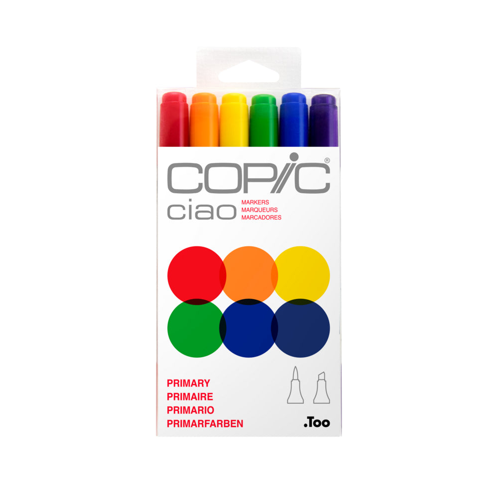 Image of Copic Ciao Dual Tipped Ink Markers - Primary Colours - Set of 6, Assorted
