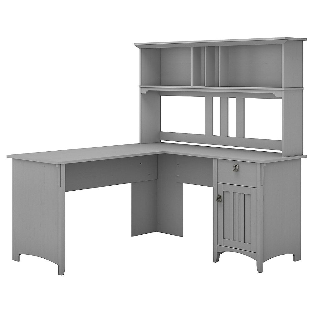 Image of Bush Furniture Salinas 60"W L-Shape Desk with Hutch - Cape Cod Grey