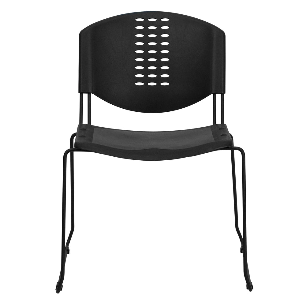 Image of Flash Furniture HERCULES Series Black Plastic Stack Chair with Black Frame