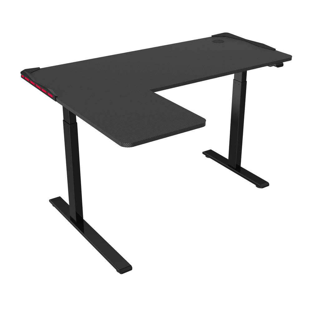 Image of TygerClaw 28"W L-Shape Gaming Sit-Stand Desk - Black