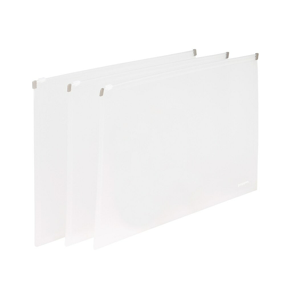 Image of Poppin Clear Zip Folios - 3 Pack, White