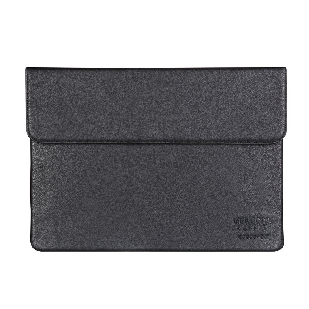 Image of General Supply Goods + Co Vegan Leather Laptop Sleeve - 14" - Charcoal, Black
