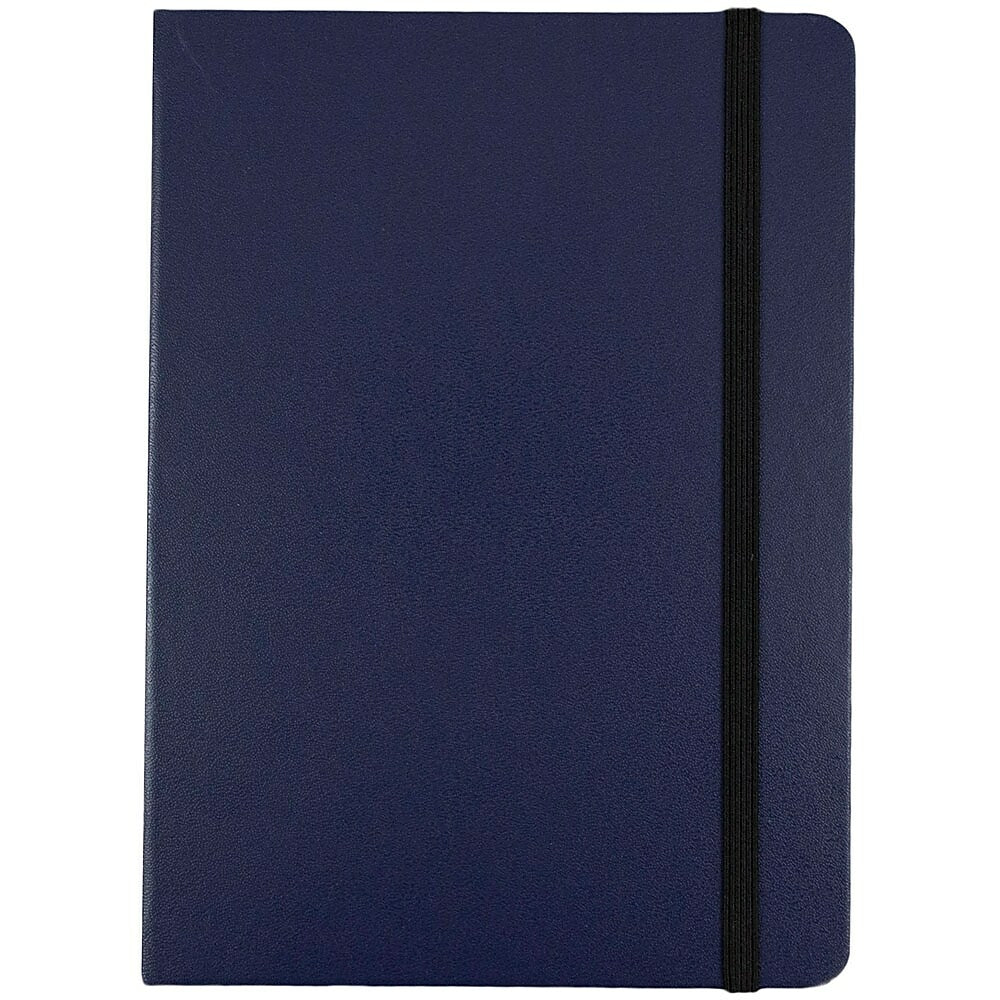 Image of JAM Paper Hardcover Notebook Journal with Elastic Band Closure, Blue, Medium, 5 x 7