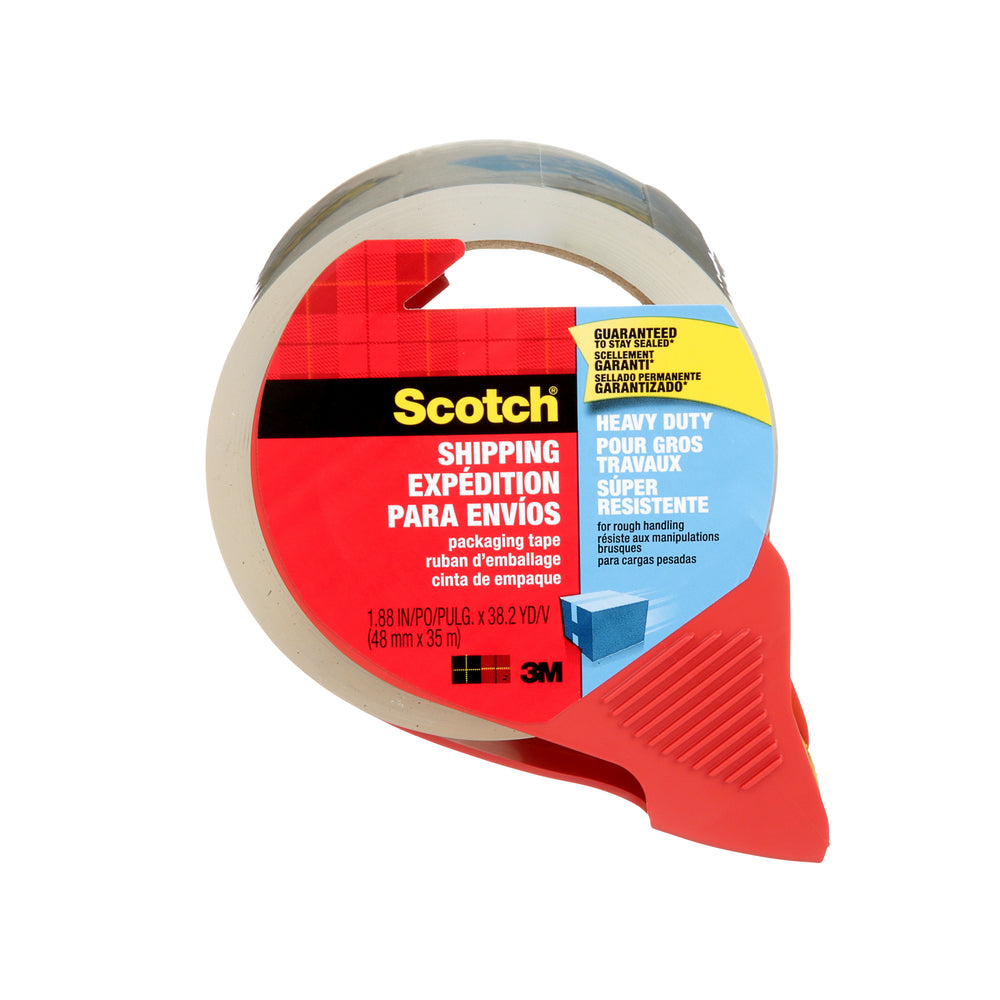 Image of Scotch Heavy Duty Shipping Packaging Tape - 1.88" W x 38.2 yd L (48 mm x 35 m) - Pack of 1 Roll (3850S-RD-ESF)