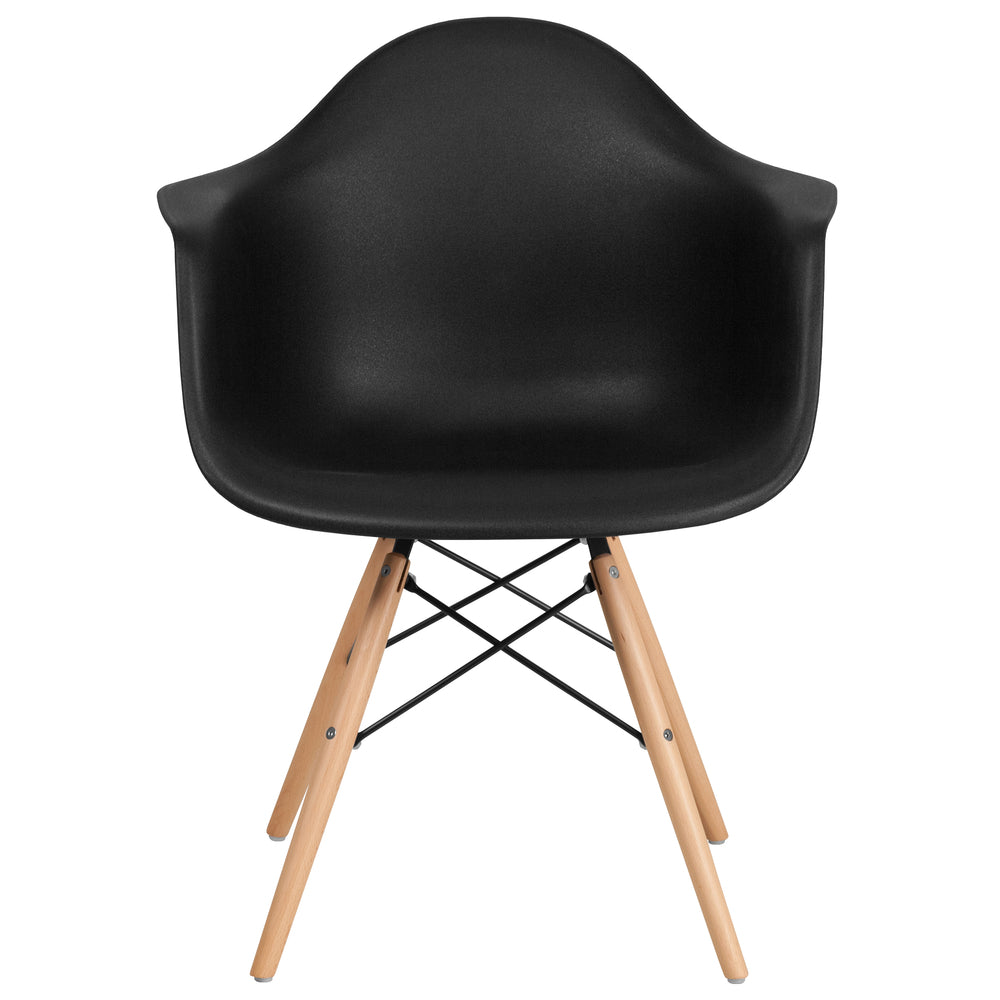 Image of Flash Furniture Alonza Series Black Plastic Chair with Wooden Legs