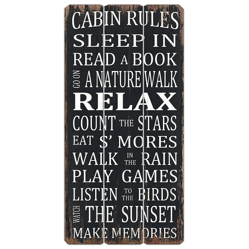 Image of Sign-A-Tology Cabin rules Vintage Wooden Sign - 24" x 12"
