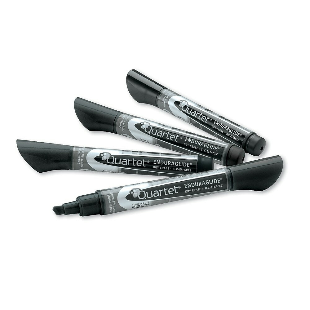 Image of Quartet EnduraGlide Dry-Erase Markers - Chisel Tip - Black - 4 Pack