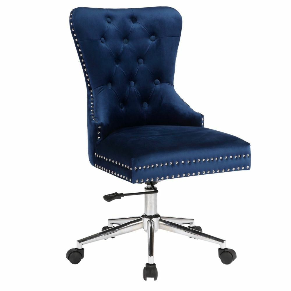 Image of Plata Import Boyel Upholstered Velvet Office Chair - Blue