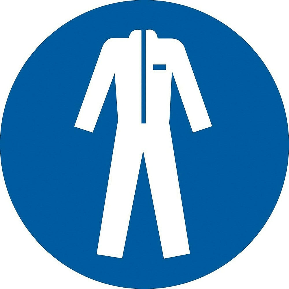 Image of Accuform Signs Wear Protective Clothing Iso Mandatory Safety Labels, 4" x 4", Vinyl, Pictogram, White
