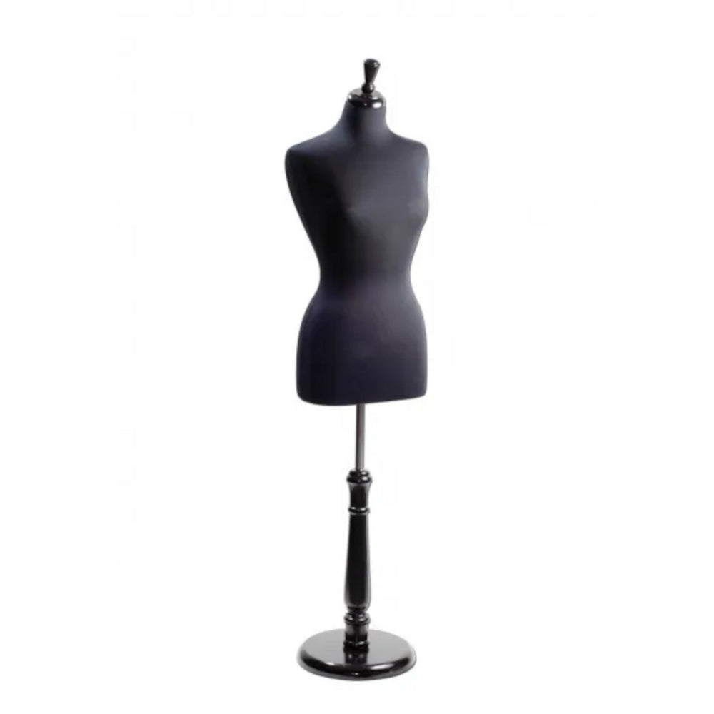 Image of Eddie's Female Dress Form - Black Torso - Adjustable H Wooden Base - Dressmaker Mannequin
