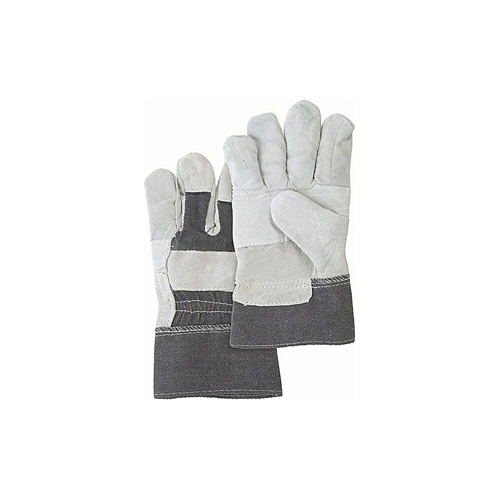 Image of Zenith Safety Standard Quality Patch Palm Fitters Gloves, Large, Split Cowhide Palm, Cotton Inner Lining - 36 Pack