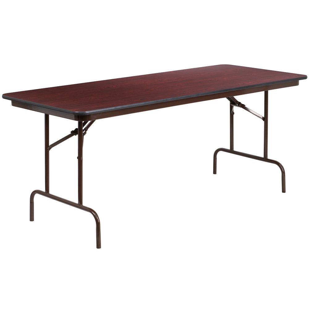 Image of Flash Furniture 30" x 72" Rectangular Mahogany Melamine Laminate Folding Banquet Table