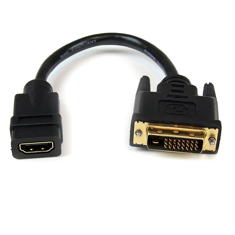 Image of StarTech HDMI to DVI, D Video Cable Adapter, HDMI Female to DVI Male, 8", Black