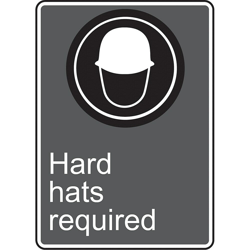 Image of Canadian Standards Association Identification Safety Signs, Hard Hats Required, SU570, Black