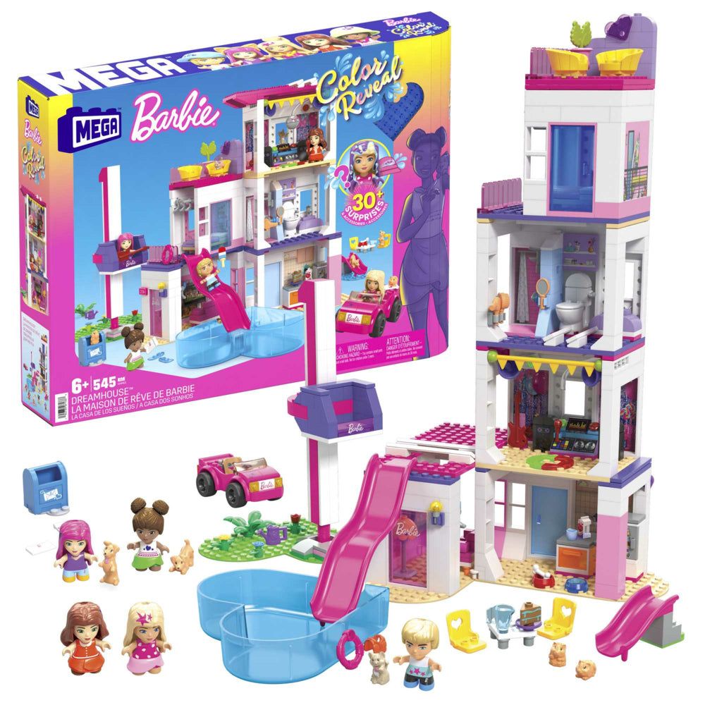 Image of MEGA Barbie Colour Reveal Dreamhouse Building Playset - 545 Pieces