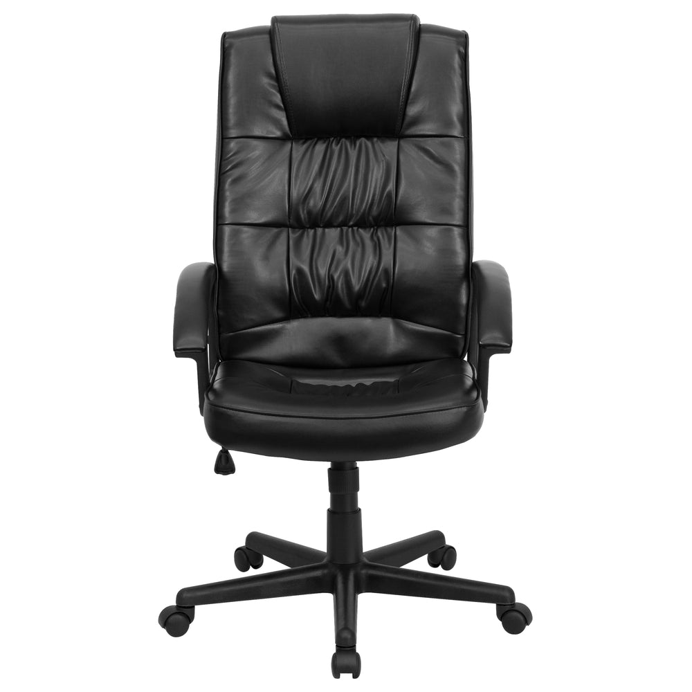 Image of Flash Furniture Mid-Back Black Mesh Swivel Task Chair with Lumbar Support Band & Arms