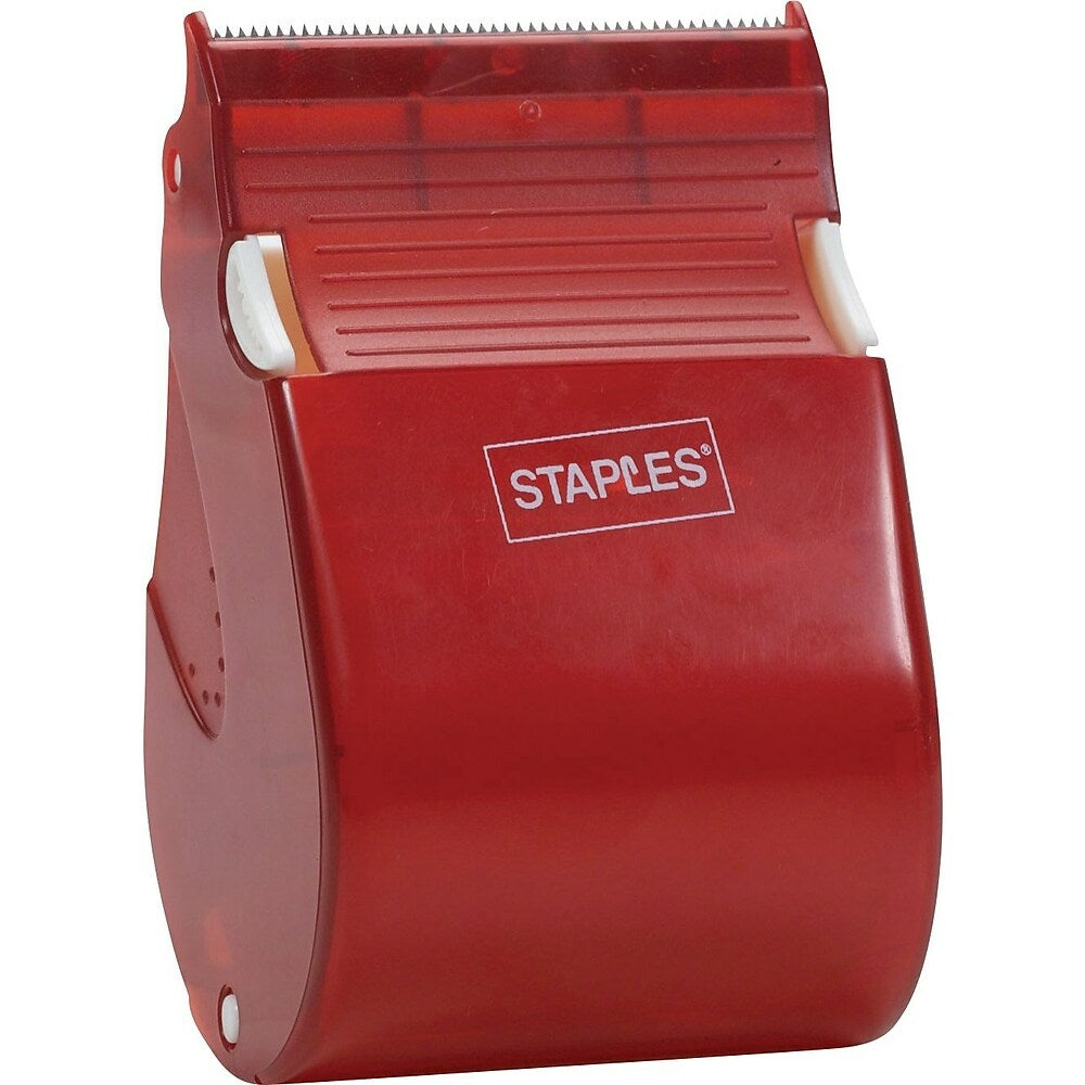 Image of Staples Fast Touch Packaging Tape with Dispenser, 2.6-mil, Red