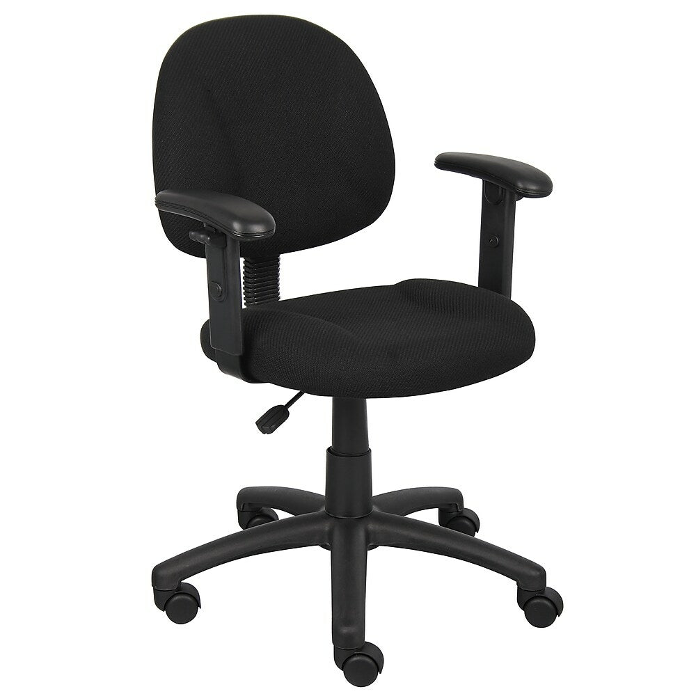 Image of Nicer Furniture OCC Fabric Deluxe Posture Task Chair Black Computer Desk Chair Office Chair With Adjustable T Arms