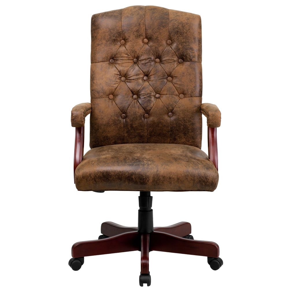 Image of Flash Furniture Bomber Brown Classic Executive Swivel Chair with Arms