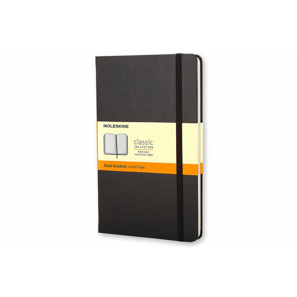 Image of Moleskine Classic Black Hard Cover Large Ruled Notebook, 5" x 8-1/4"