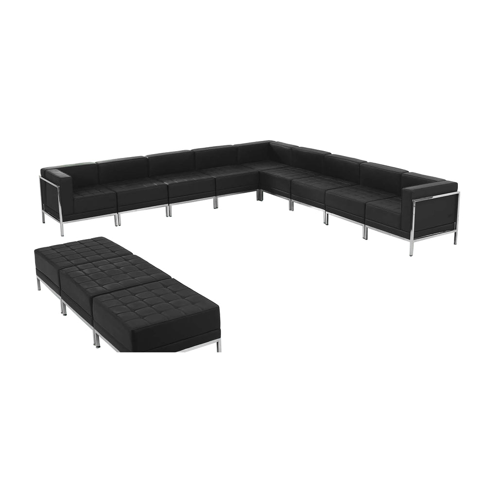 Image of Flash Furniture Hercules Imagination Series Leather Sectional and Ottoman Set, Black, 12/Pieces (ZBIMAGSET18)