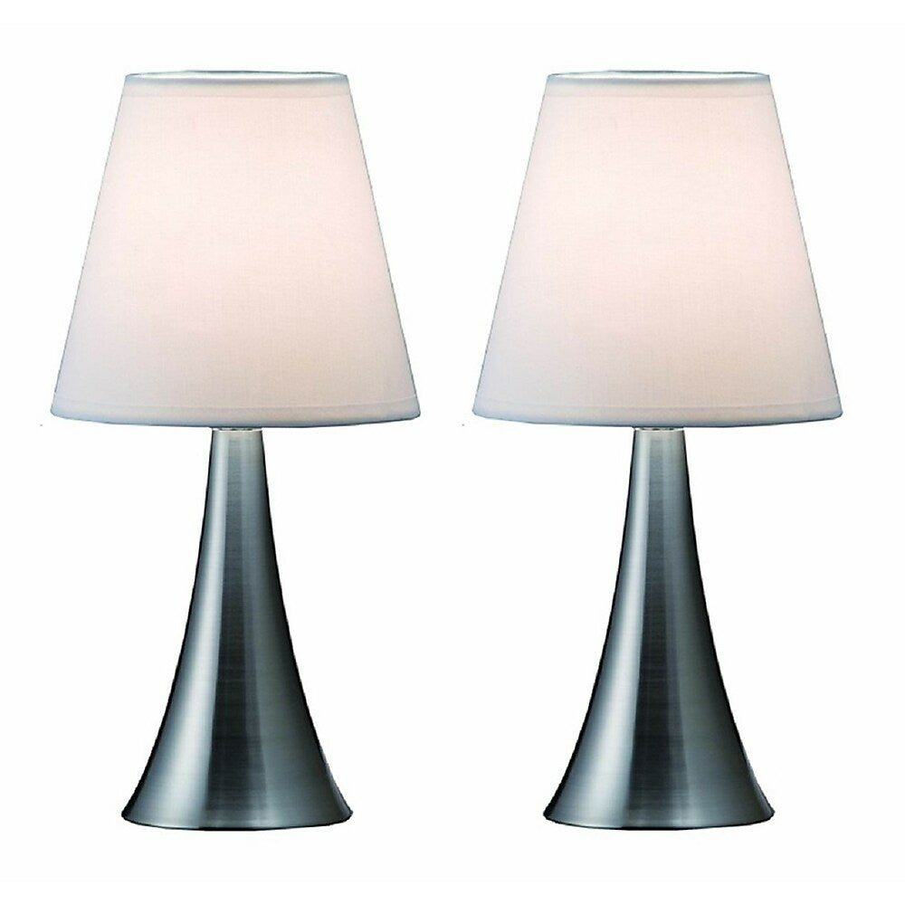 Image of Simple Designs Mini Touch Table Lamp Set, White Shade, 2 Pack
