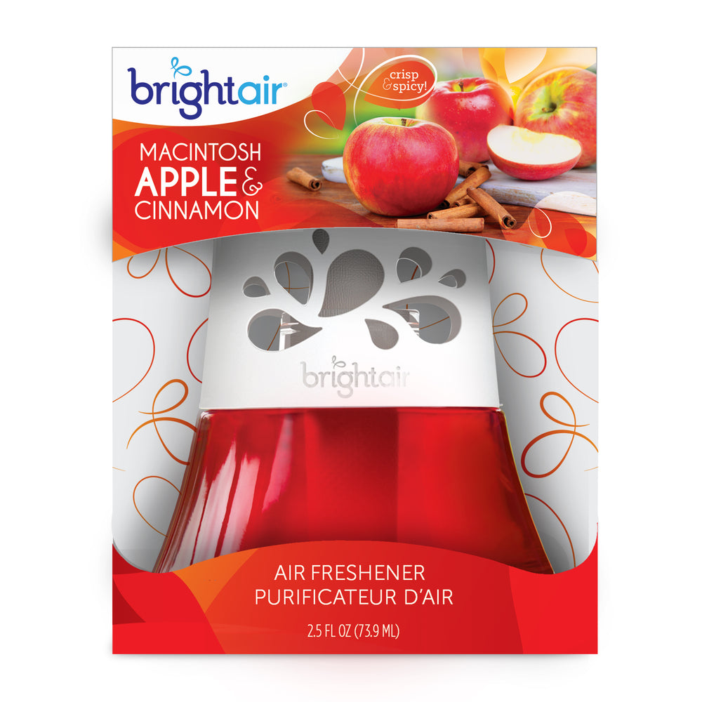 Image of Bright Air Scented Oil Air Freshener, Macintosh Apple & Cinnamon Scent, Red