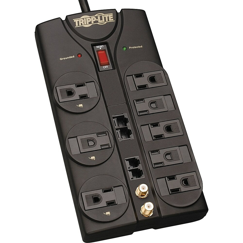 Image of Tripp Lite 8-Outlet 3240 Joule Surge Protector with Ethernet, Coax and Dataline Protection, Black