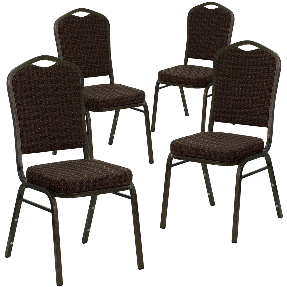 Image of Flash Furniture HERCULES Series Crown Back Stacking Banquet Chairs with Gold Vein Frame - Brown - 4 Pack