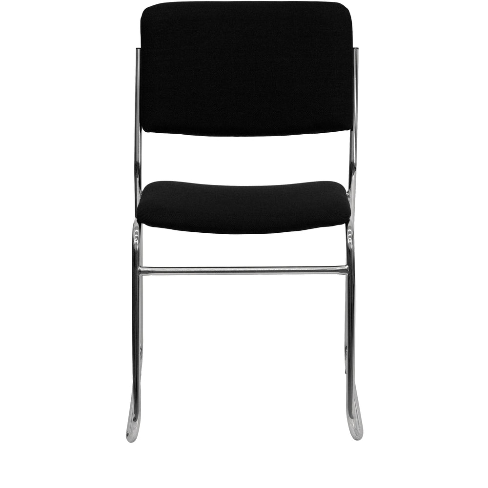 Image of Flash Furniture HERCULES Series Black Fabric High Density Stacking Chair with Chrome Sled Base